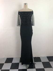 Off Shoulder Black Beaded Evening Dress #Off Shoulder #Beaded #Mermaid SA-BLL51442 Fashion Dresses and Evening Dress by Sexy Affordable Clothing