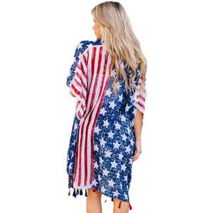 Loose American Flag Printed Kimono Cover Up #Printed #Batwing Sleeve #Flag SA-BLL38546 Sexy Swimwear and Cover-Ups & Beach Dresses by Sexy Affordable Clothing