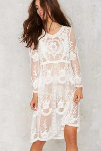 Long Sleeve Floral Lace Midi Dress  SA-BLL38308 Sexy Swimwear and Cover-Ups & Beach Dresses by Sexy Affordable Clothing