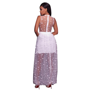 Janika White Gauzy Star Printed Maxi Dress #Maxi Dress #White # SA-BLL5025-2 Fashion Dresses and Maxi Dresses by Sexy Affordable Clothing