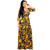 Black Casual A-Line Long Print Swing Dresses #V-Neck #3/4 Sleeve SA-BLL51432-2 Fashion Dresses and Maxi Dresses by Sexy Affordable Clothing