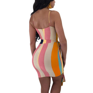 Renata Striped Mini Dress #Zipper #Stretchy SA-BLL282460-1 Fashion Dresses and Mini Dresses by Sexy Affordable Clothing