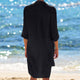 Black Crinkle Twill Beach Shirt #Black #Cardigan #Cuffed Sleeve SA-BLL38523-2 Sexy Swimwear and Cover-Ups & Beach Dresses by Sexy Affordable Clothing