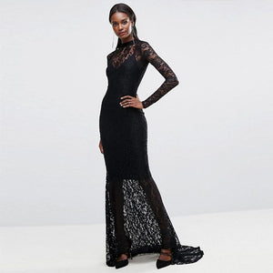 Allover Lace Fishtail Evening Dress #Maxi Dress #Black #Evening Dress SA-BLL5041 Fashion Dresses and Evening Dress by Sexy Affordable Clothing