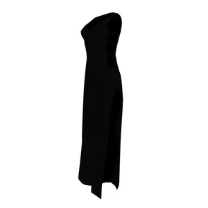 Black Cut Out Side Slit Shoulder-Strap Elegant Long Jumpsuit #Black #Cut Out #Deep V-Neck #Slit SA-BLL55539-1 Women's Clothes and Jumpsuits & Rompers by Sexy Affordable Clothing