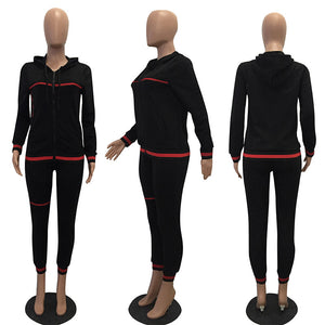 Trendy Zipper Up Casual Pantsuit With Hooded #Tracksuit #Two Piece #Hooded SA-BLL28018-2 Sexy Clubwear and Pant Sets by Sexy Affordable Clothing