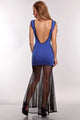 Royal Blue Black Lame Cut Out Sexy Sheer Bottom Maxi Dress  SA-BLL5072-1 Fashion Dresses and Maxi Dresses by Sexy Affordable Clothing