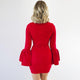 Solid Long Sleeve Knee-Length Dress #Mini Dress #Red SA-BLL2146-1 Fashion Dresses and Mini Dresses by Sexy Affordable Clothing