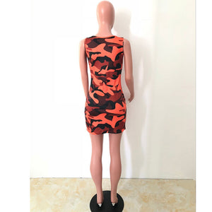 Orange Camo Print Vest Dress #Camo #Print SA-BLL282544 Fashion Dresses and Mini Dresses by Sexy Affordable Clothing