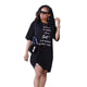 Letter Print Black Lazy Shirt Dress #Print #O Neck SA-BLL282645-1 Sexy Clubwear and Club Dresses by Sexy Affordable Clothing