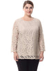 Women's Lined Plus Size Lace Top Blouse 3/4 Sleeves M-4XL